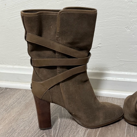 Coach Alexandra Suede Boots Chunky Heel 10 brown - Picture 4 of 11